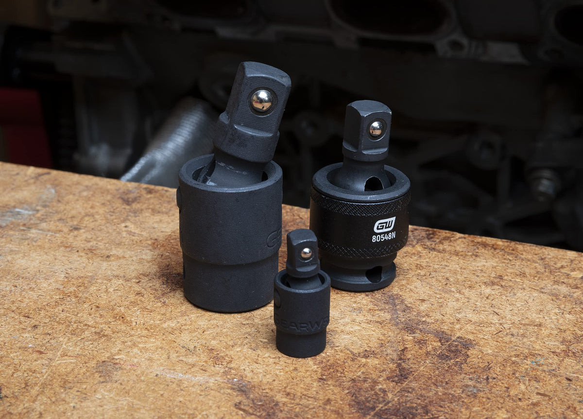 GEARWRENCH universal-joint in use with impact tool demonstrates robust performance