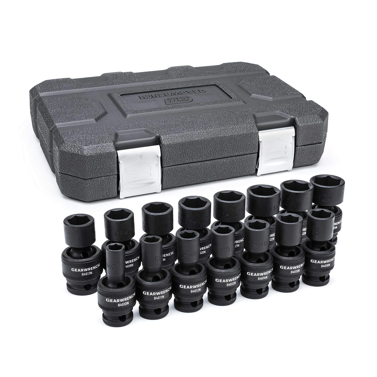 GearWrench half-inch 6-point metric sockets for heavy-duty torque tasks.