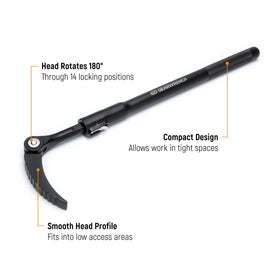 GEARWRENCH 16in indexing pry bar with angled head extends reach.