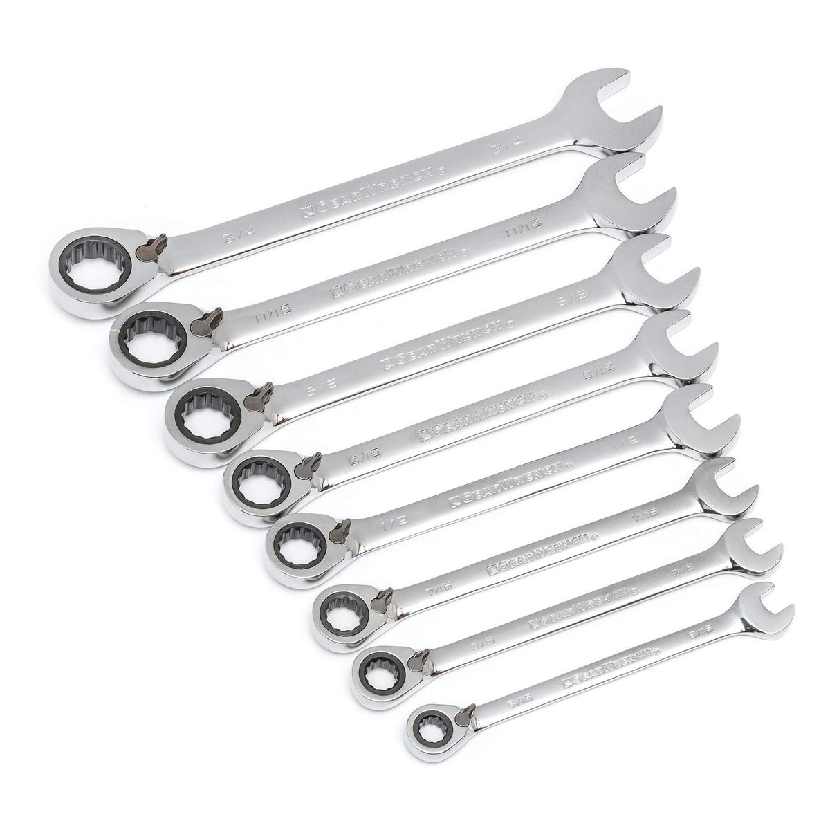 GearWrench low-clearance open end fits in tight spaces where standard wrenches can't.