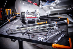 GEARWRENCH mobile table with casters for easy relocation around the shop