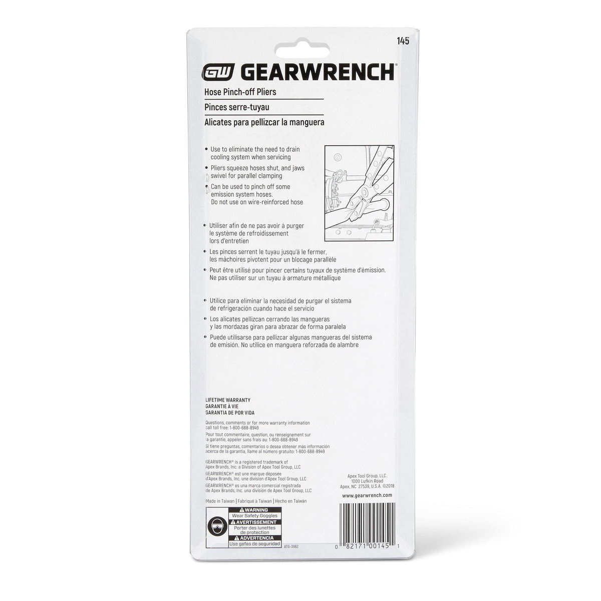 GearWrench 1-inch capacity pinch-off pliers ready for automotive hose work