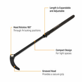 GEARWRENCH compact extendable pry bar fits in narrow gaps.