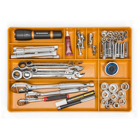 GEARWRENCH molten orange tray boosts visibility to spot tools at a glance