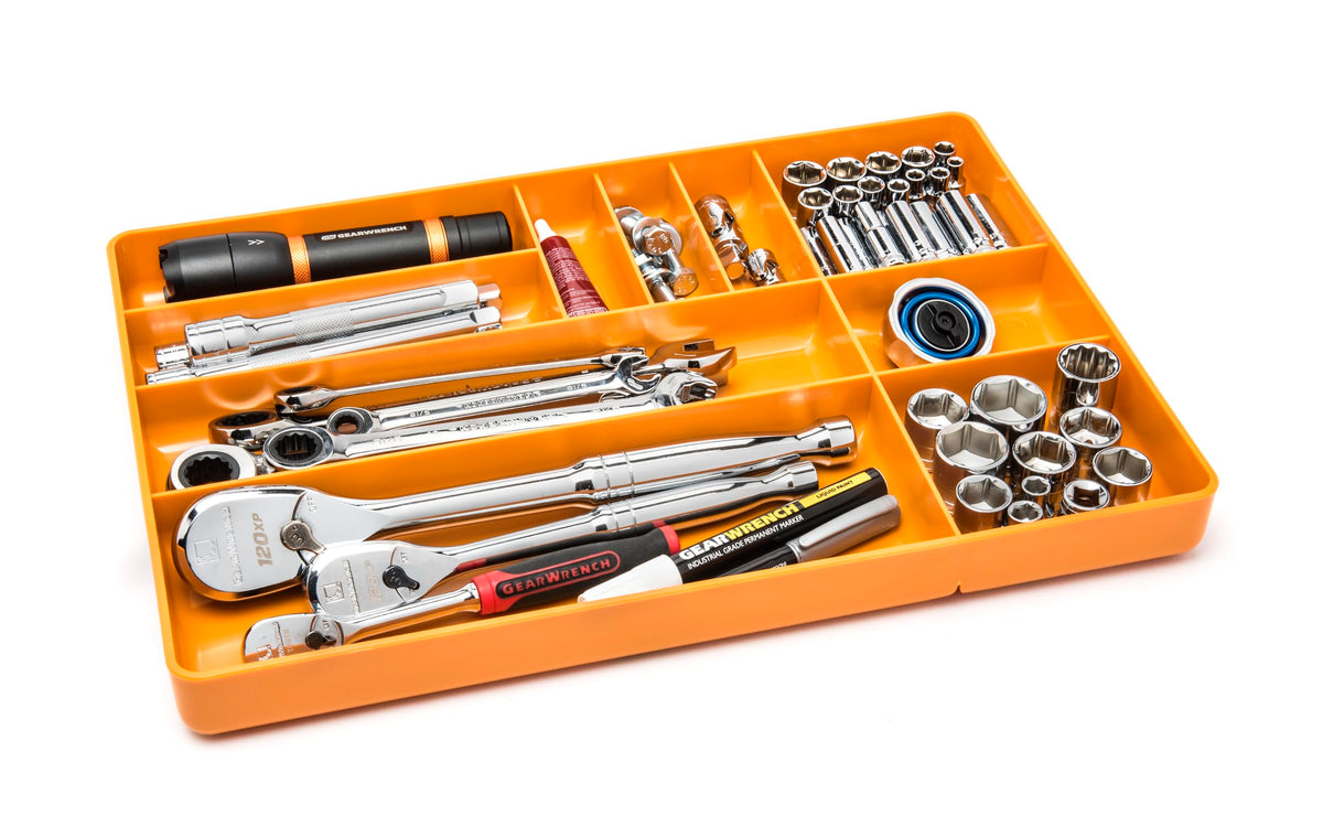 GEARWRENCH sturdy plastic tray designed for portable use on the job site