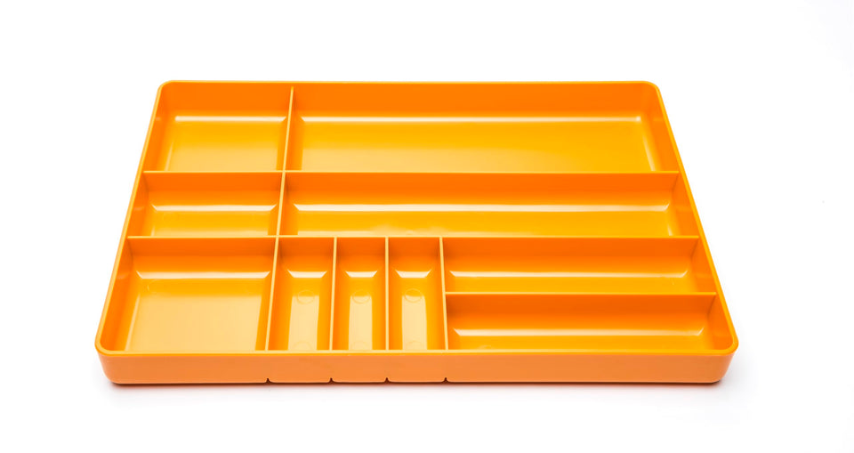 GEARWRENCH universal tray in molten orange with 10 compartments for quick tool access