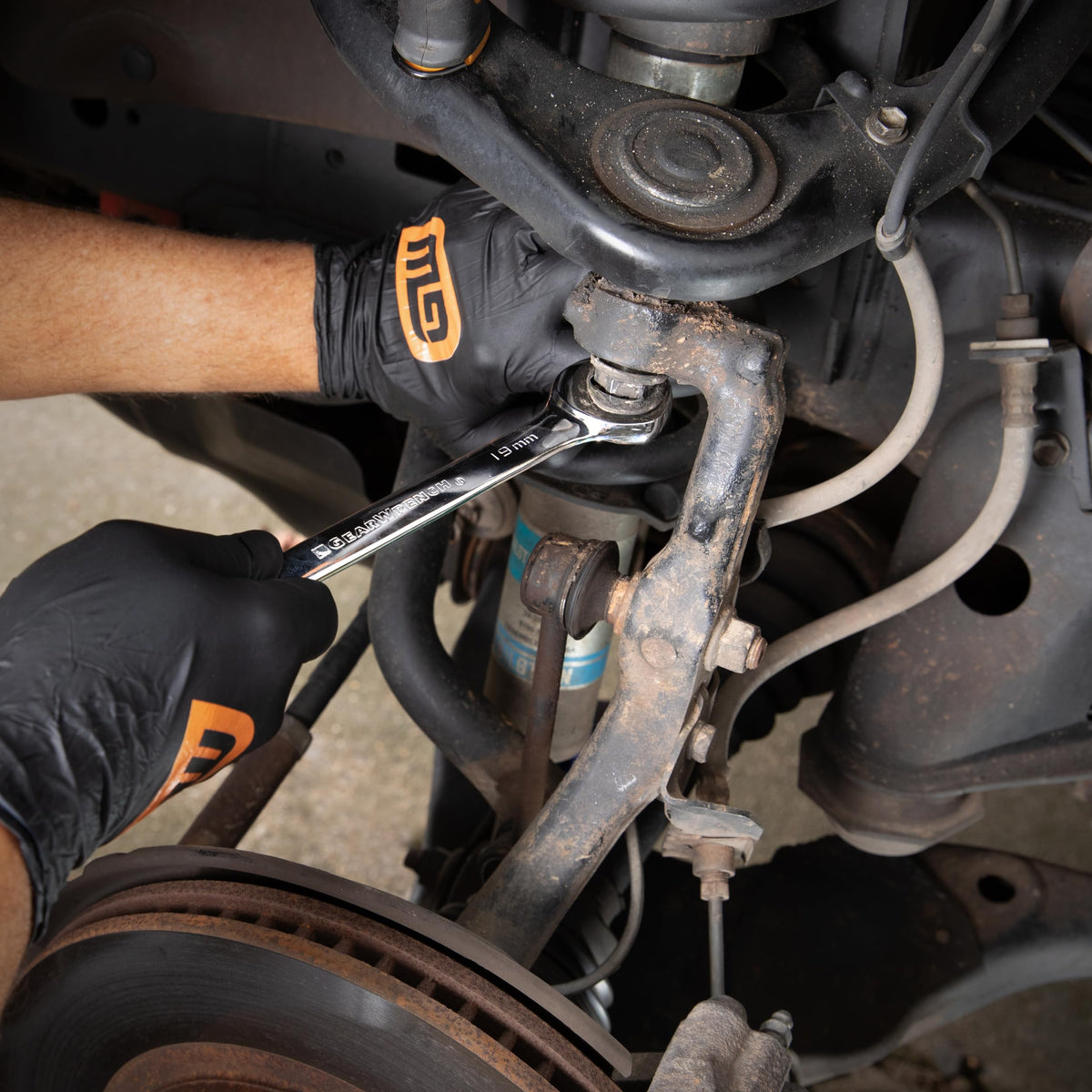 GearWrench wrenches neatly organized in a toolbox for quick access.