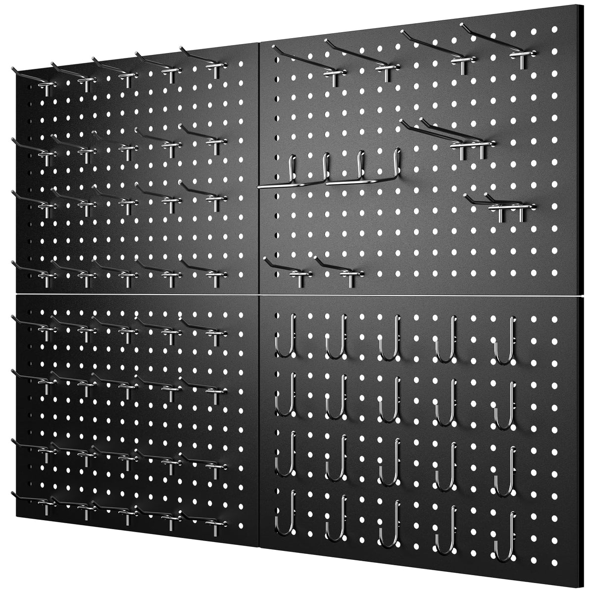 GEDELITE four-panel pegboard setup for modular wall storage.