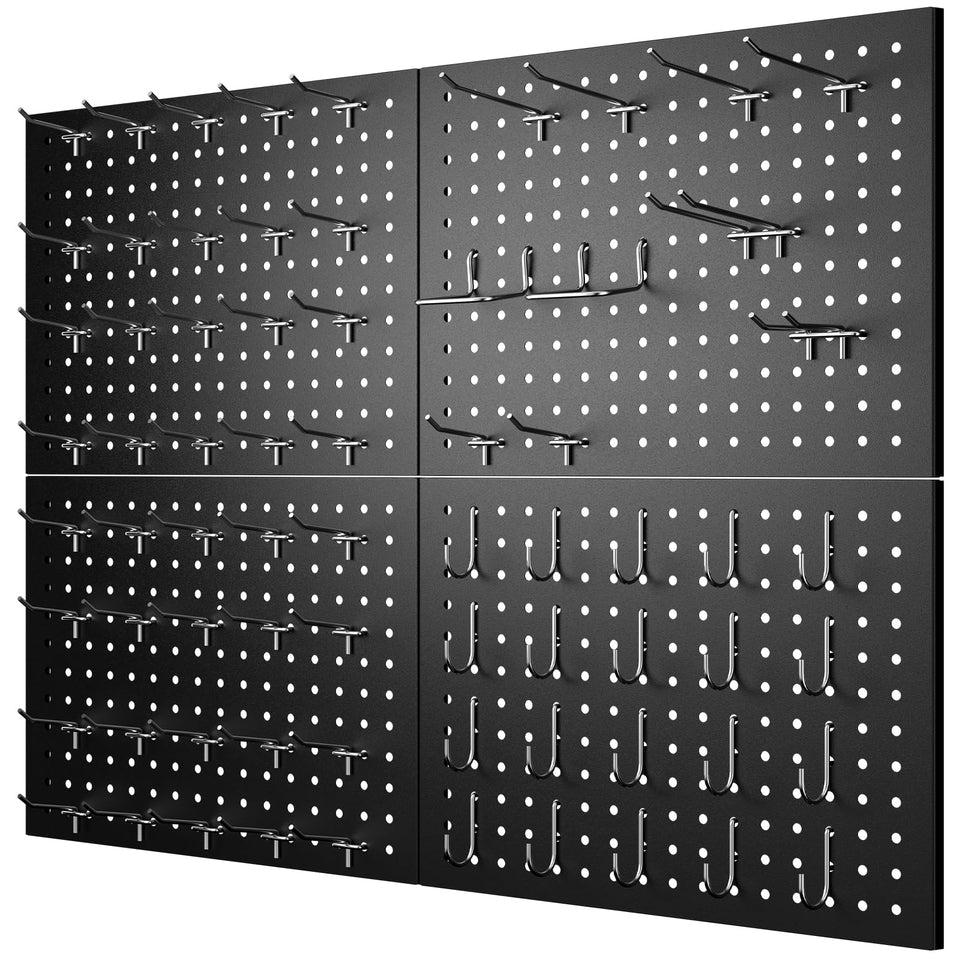 GEDELITE four-panel pegboard setup for modular wall storage.