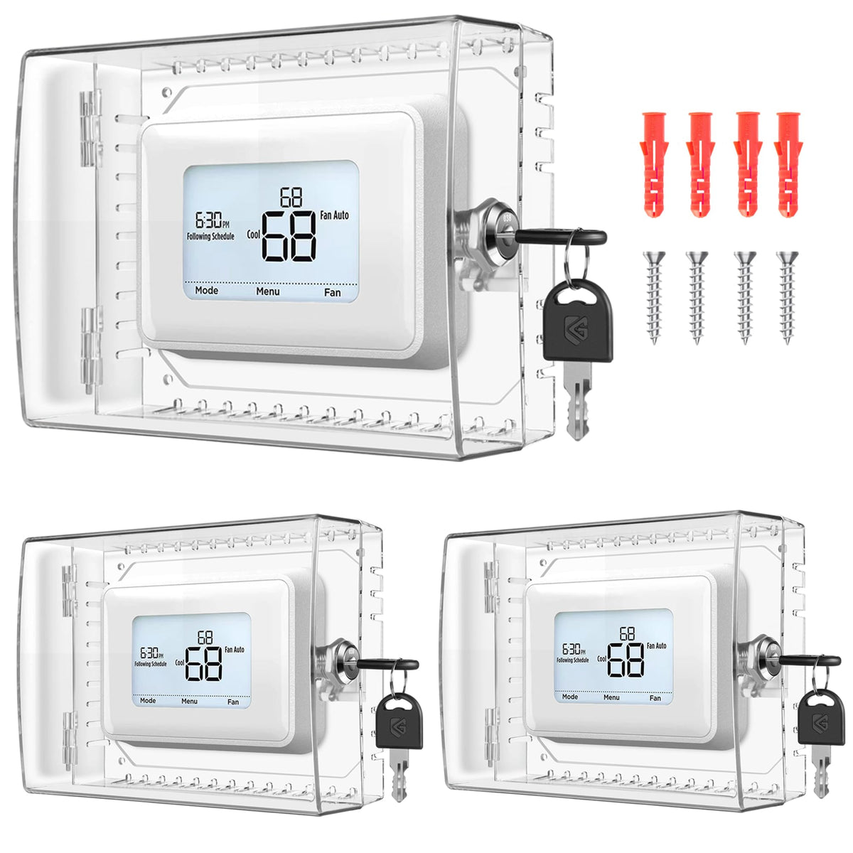 Gedreew thermostat lock box cover on wall keeps settings visible and secure.
