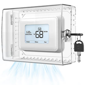 Gedreew thermostat lock box cover on wall protects settings from tampering.