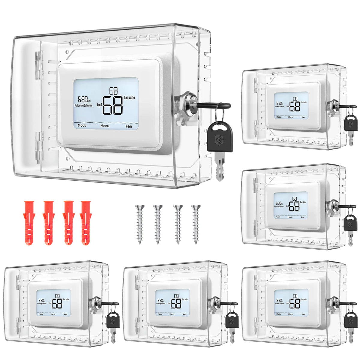Gedreew thermostat lock box cover with key keeps settings secure while remaining visible.