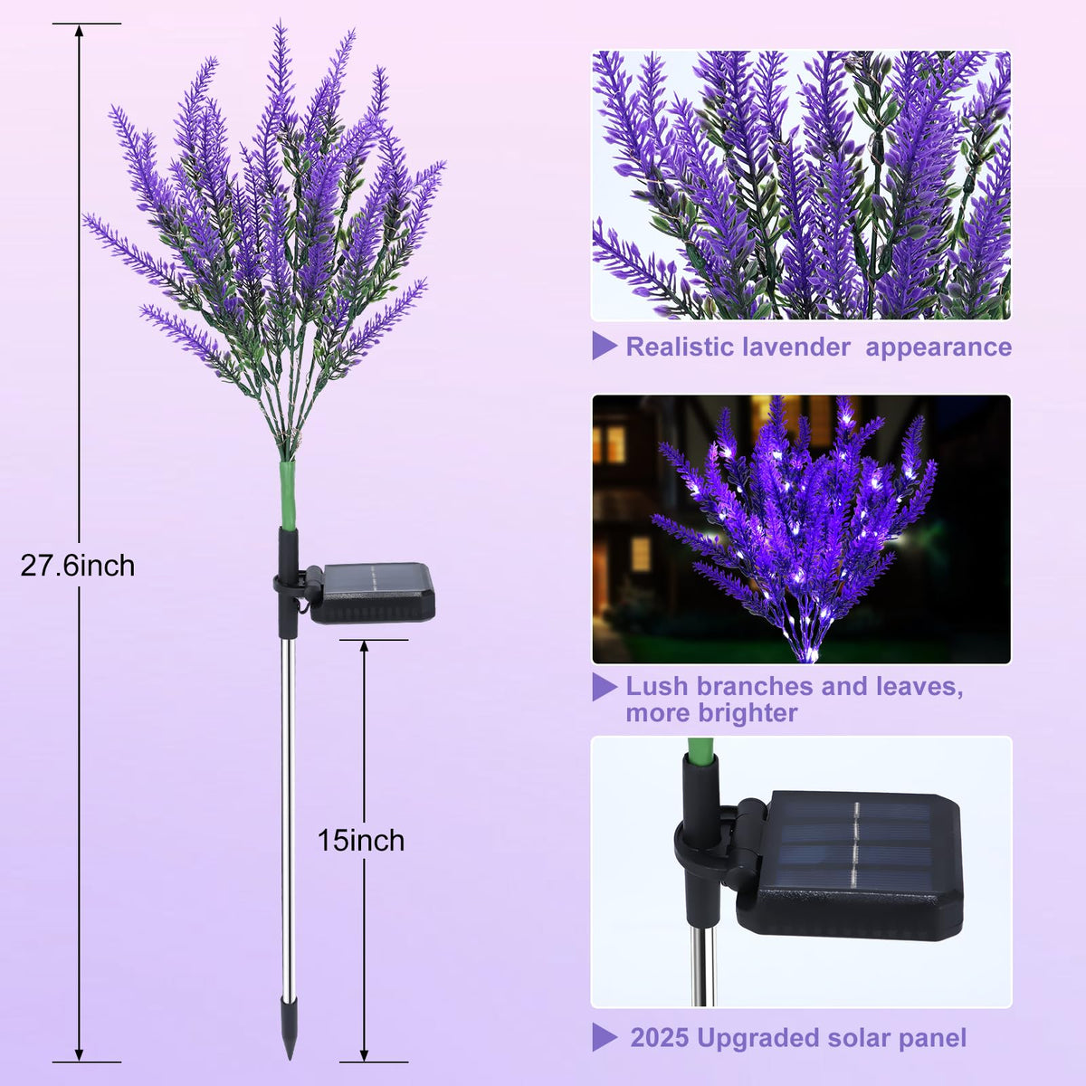 Geegoods lavender solar light stake lines the driveway for a welcoming path.
