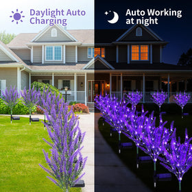 Geegoods lavender solar garden light leaf detail shows lifelike greenery for realism.