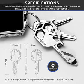 Geekey stainless steel body emphasizes rugged durability for DIY tasks.