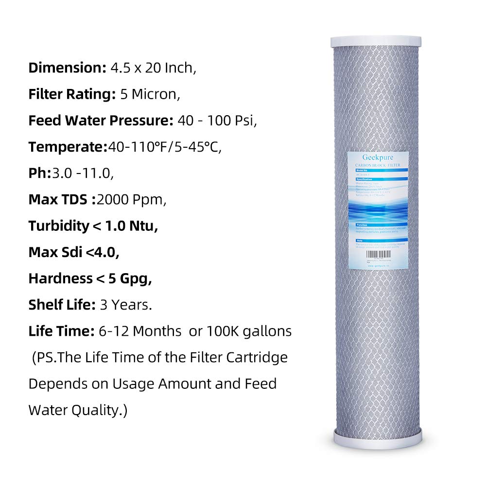Geekpure main water line installation ready filter for whole home protection.