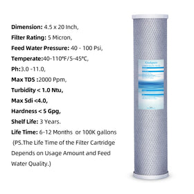 PP spun filter close-up with color-change indicator for replacement.