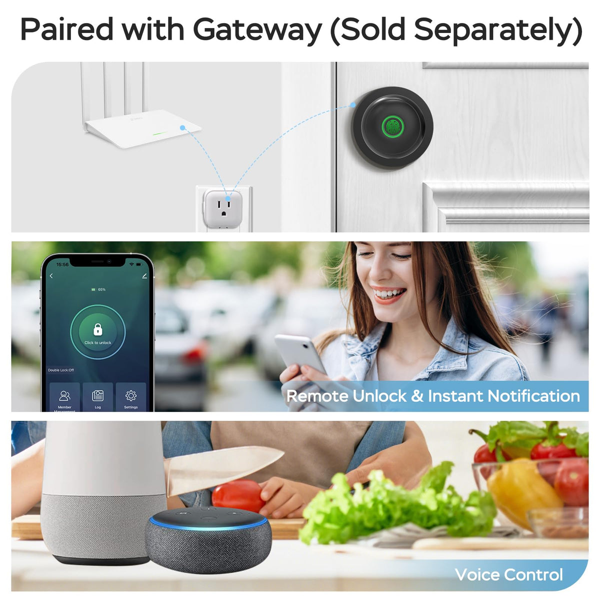 Geektale door lock modes offering auto and secure entry options