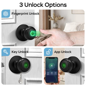 Geektale fingerprint door knob in use with quick unlock by touch