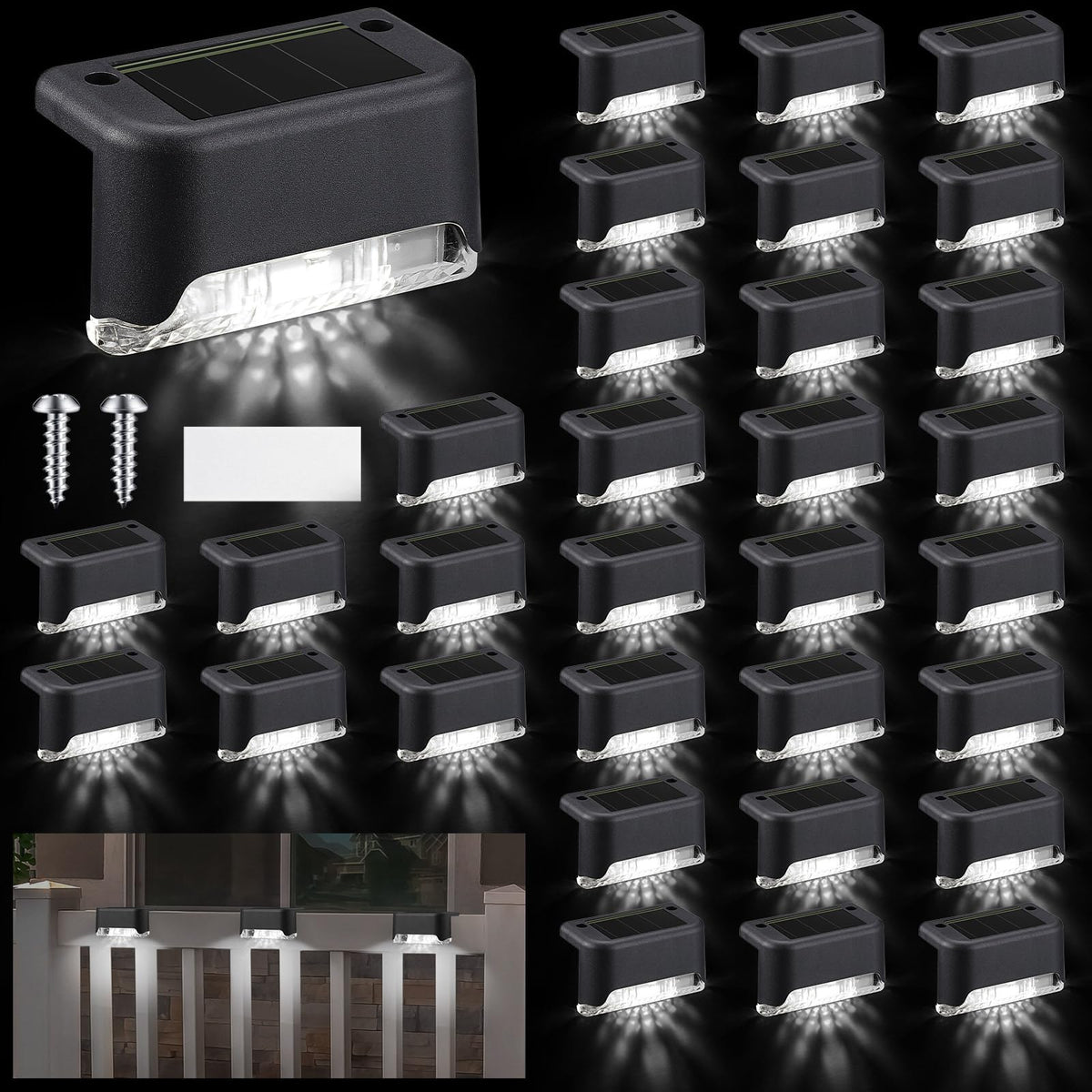 Geelin solar step light on stairs for safer night visibility