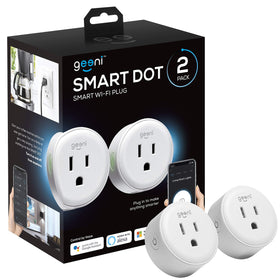 Geeni Dot Smart Plug remote control of devices via the Geeni app for convenient home use.