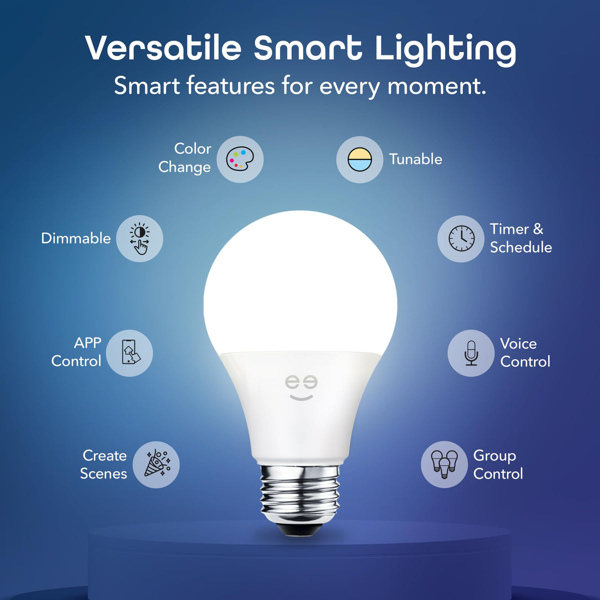 Geeni Prisma Plus 800 dimmable bulb with tunable white for ambiance control.