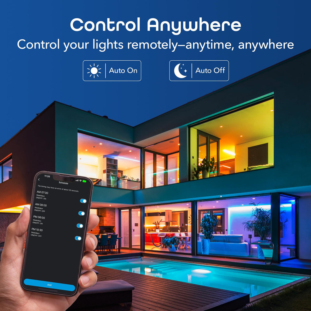Geeni Prisma Plus 800 hub-free setup through 2.4 GHz Wi-Fi connection.