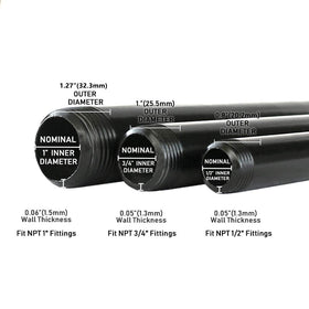 GeilSpace 3/4in x 48in black pipe finished coating highlighting rust resistance.