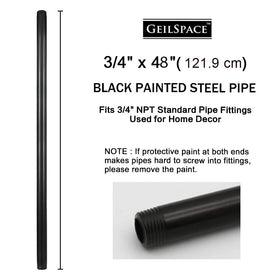 GeilSpace 3/4in x 48in black pipe, stacked display for modular shelves.