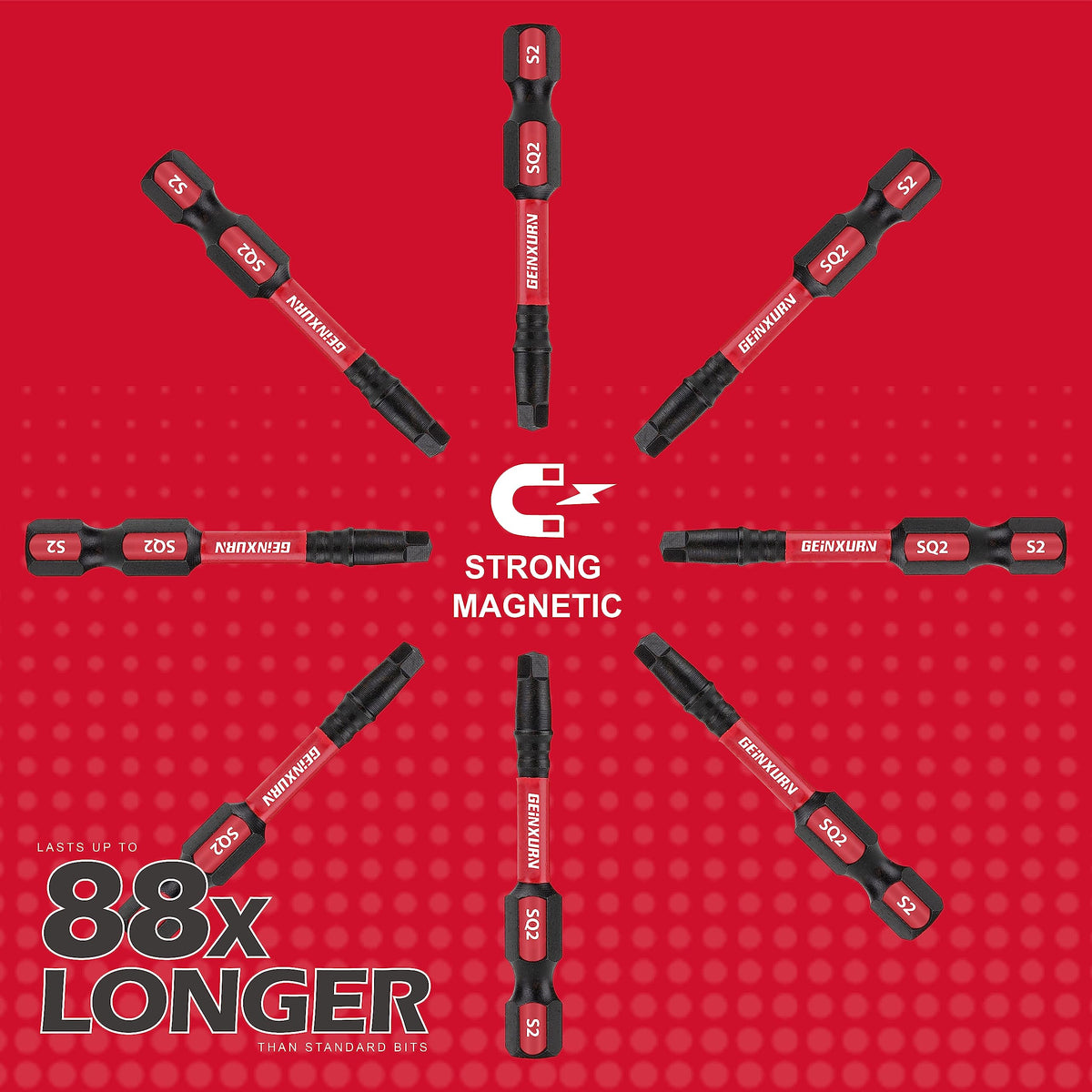 GEINXURN 1/4 hex compatibility for impact drivers and drills.