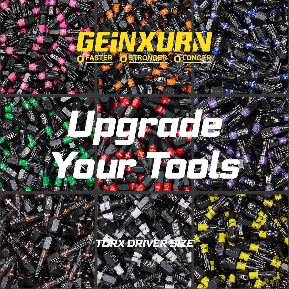 Geinxurn 1/4 in hex drive compatibility for versatile drill and driver use.