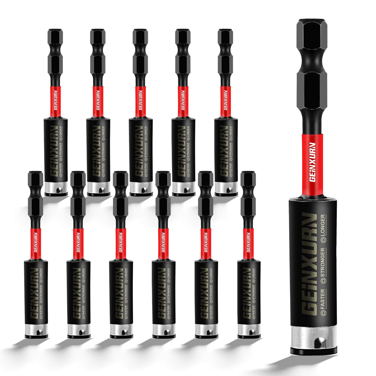 Geinxurn 12-pack magnetic bit holder tube keeps bits secure for precise drilling.
