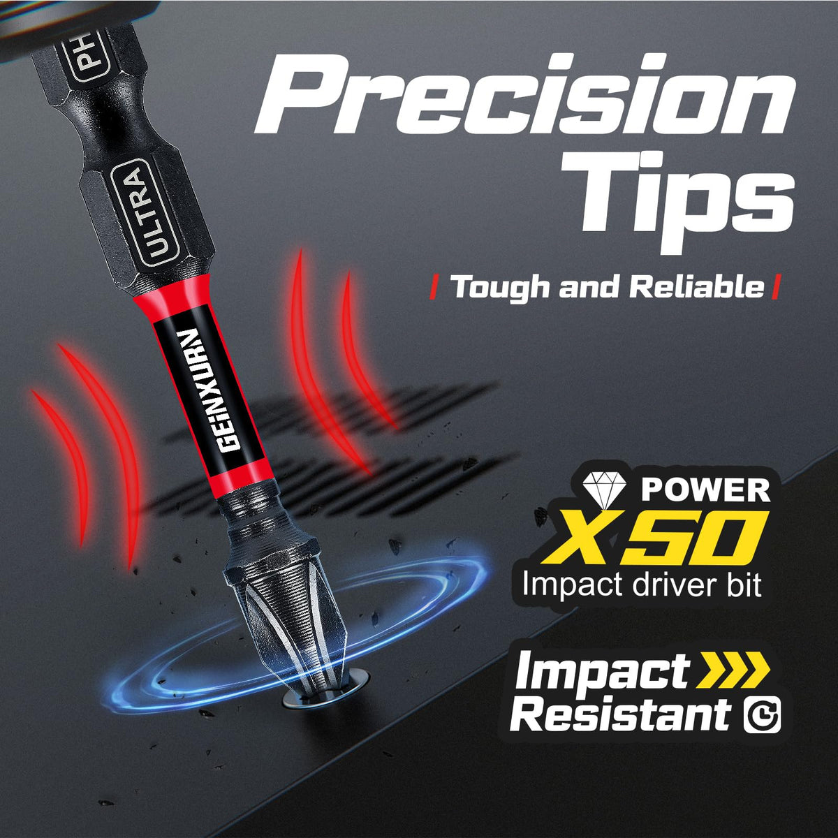Geinxurn 2-inch bit set with multiple drive types.