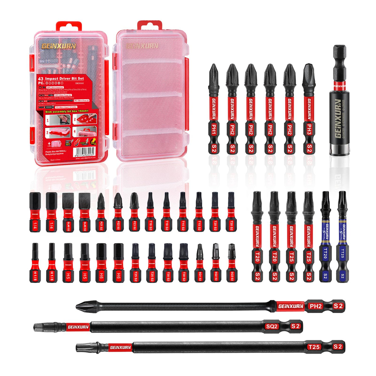 Geinxurn 43-piece screwdriver bit set with a wide range for tasks