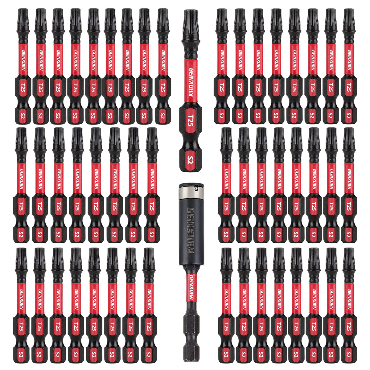 GEINXURN 50-piece T25 2in bit set for high-torque projects