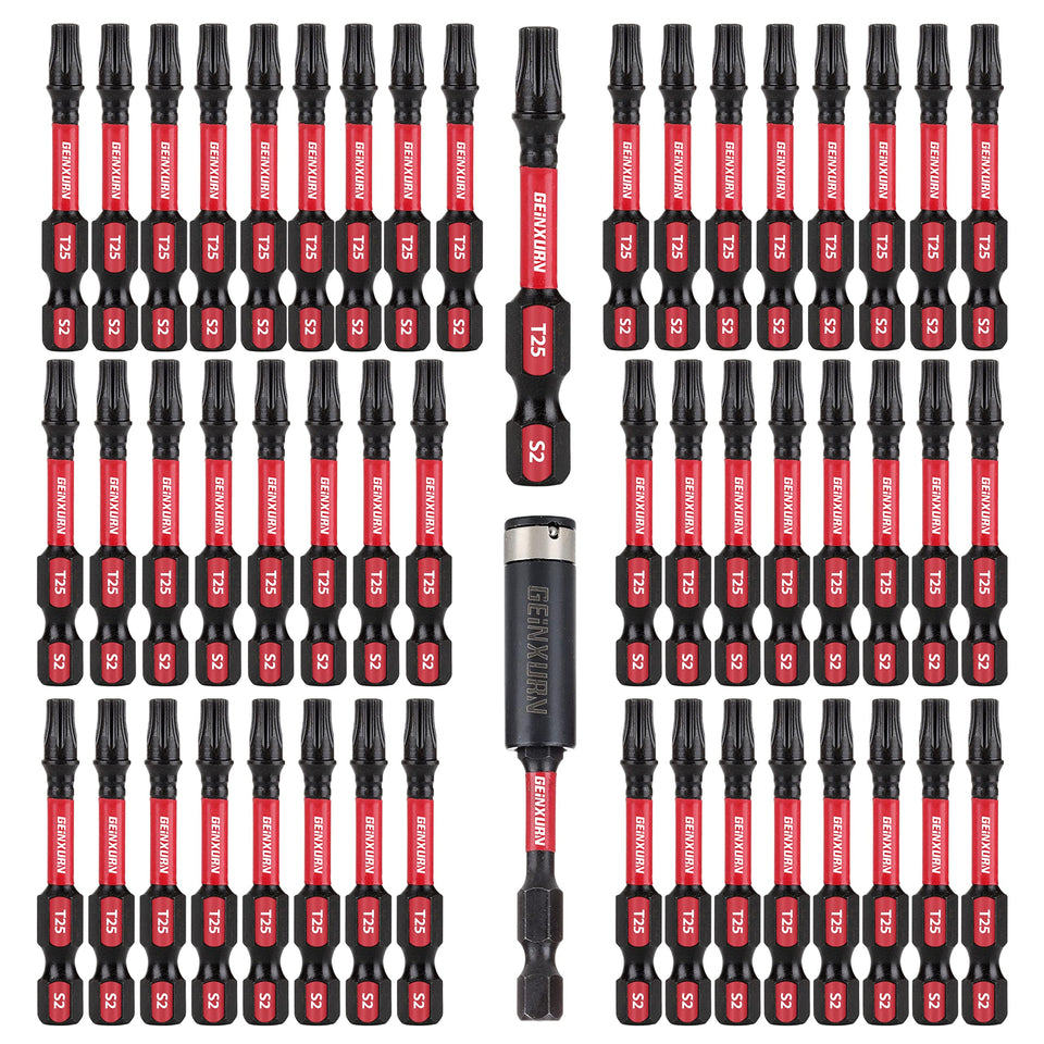 GEINXURN 50-piece T25 2in bit set for high-torque projects
