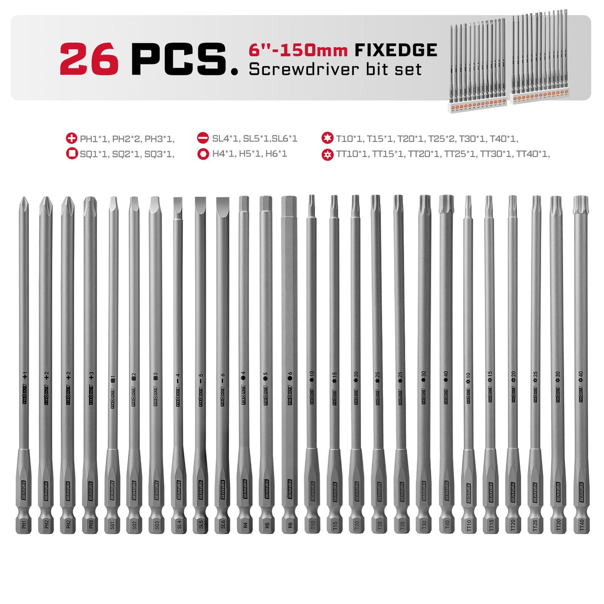 GEINXURN magnetic-tip bits improving fast screw pickup and reducing cam-out