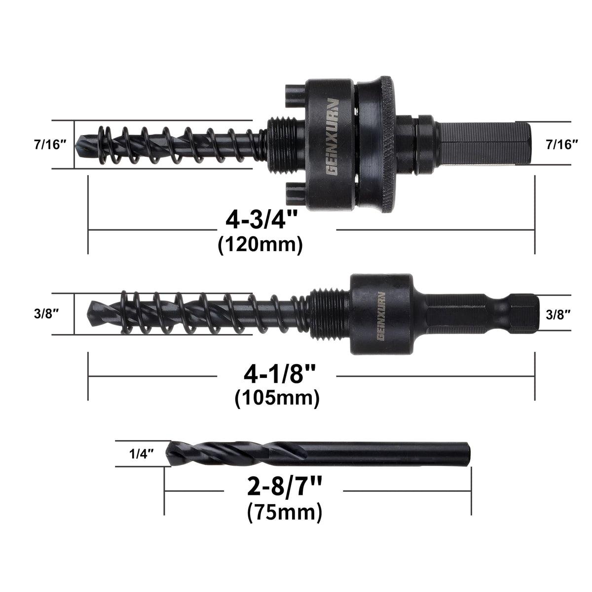 GEINXURN quick-change hole saw mandrel 7/16 inch arbor for versatile sizes