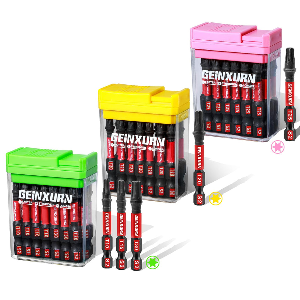 GEINXURN impact Torx bit set in a colorful box for quick access