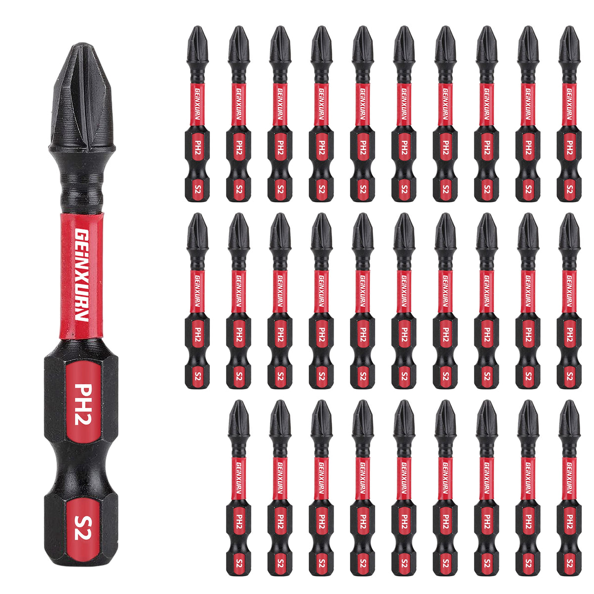 Geinxurn impact tough PH2 insert bit close-up with precision tip for secure fits