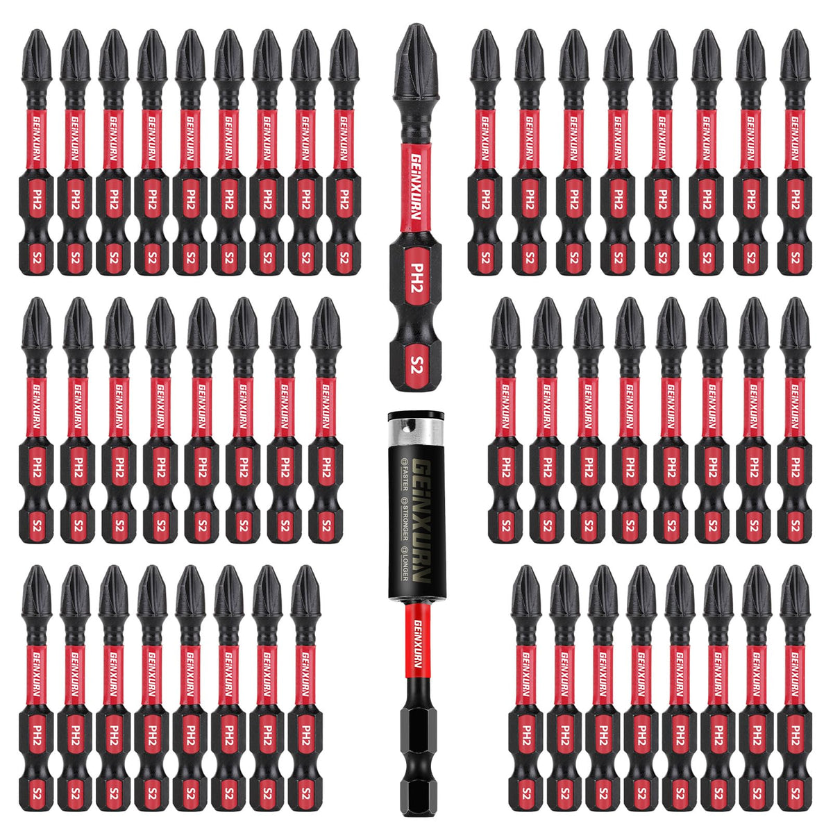 Geinxurn Impact Tough PH2 2in bits with magnetic holder for fast, secure screws