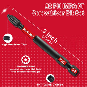 Geinxurn magnetic PH2 bits provide a strong hold for quick one-handed screws