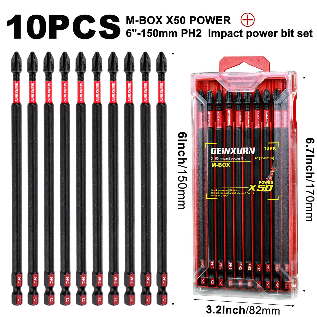 Geinxurn magnetic S2 steel PH2 bit tip ensures precise fits with less cam-out