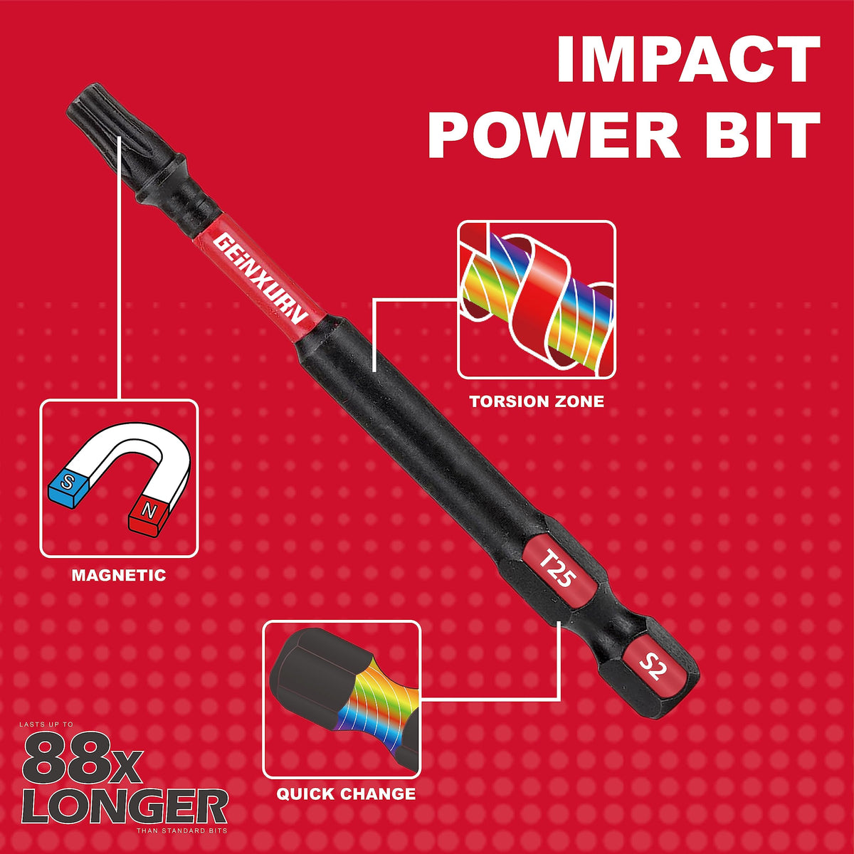 GEINXURN Magnetic tip T25 torx bits for quick screw alignment