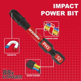 GEINXURN PH3 2in bit shows tough drive with heat-treated tip.