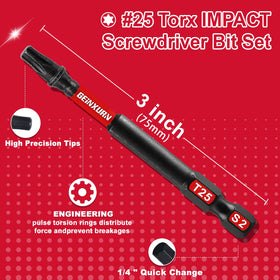 GEINXURN Precision T25 torx bit for better fit and less cam-out