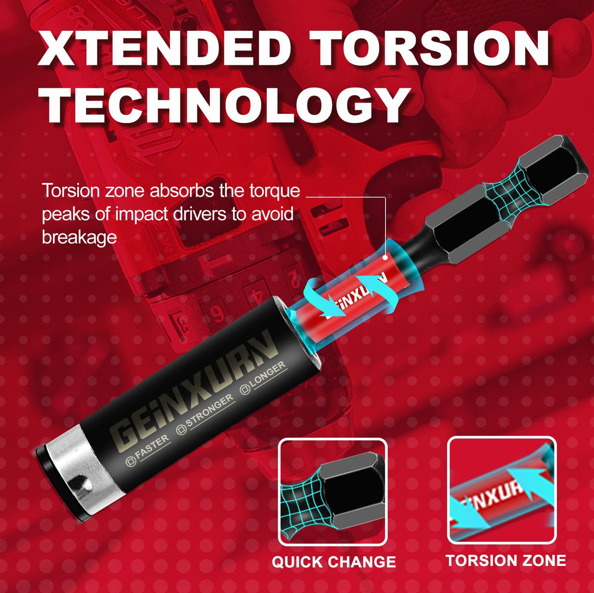 Geinxurn S2 alloy steel bit holder delivers durability and long life.
