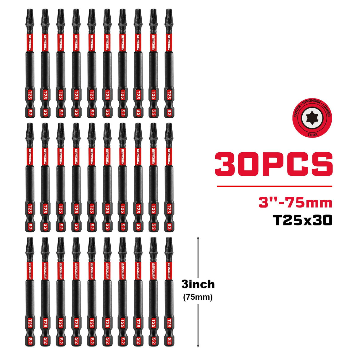 GEINXURN S2 alloy steel T25 3in torx bits for durability under high torque