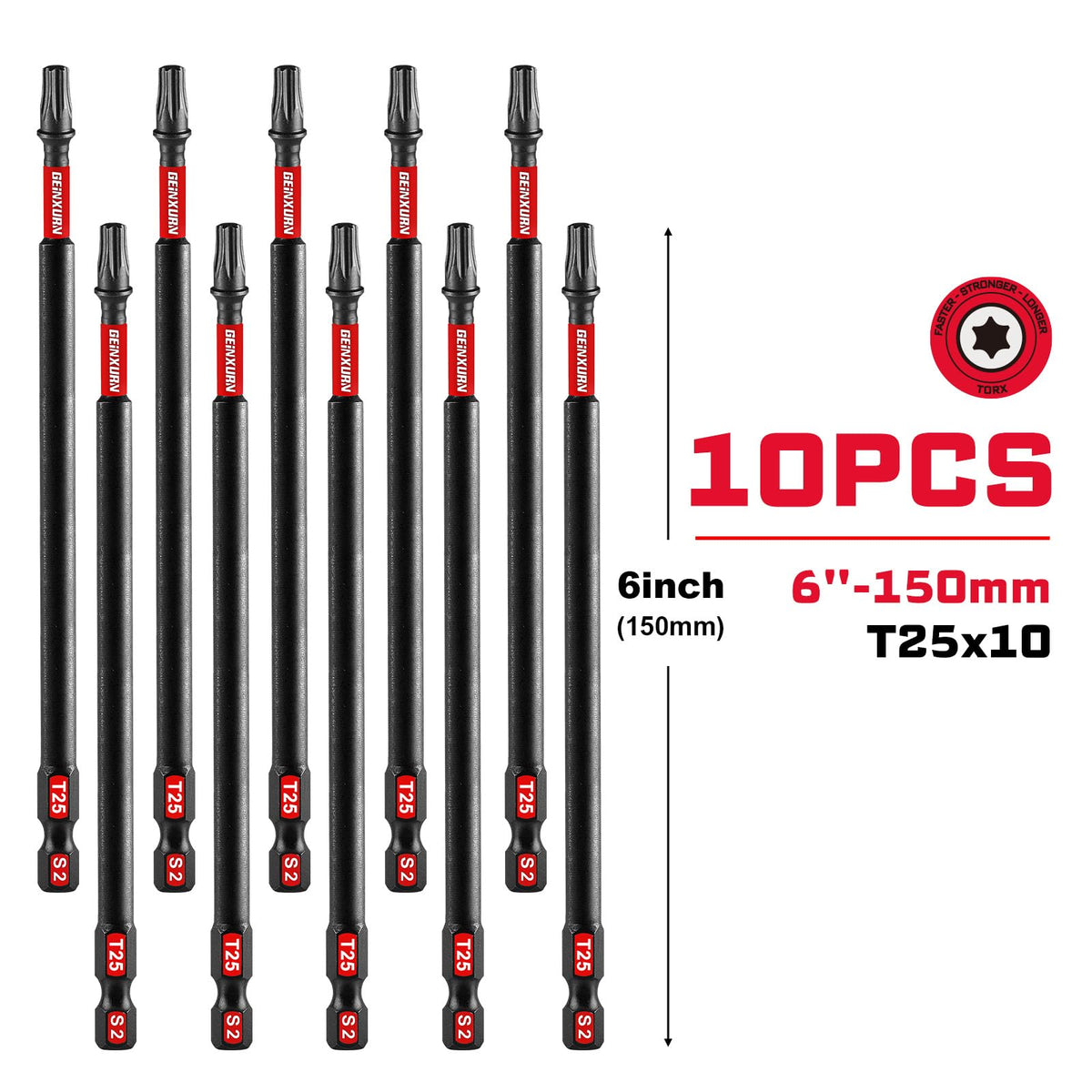 GEINXURN S2 alloy steel T25 bit with hard, tough construction.