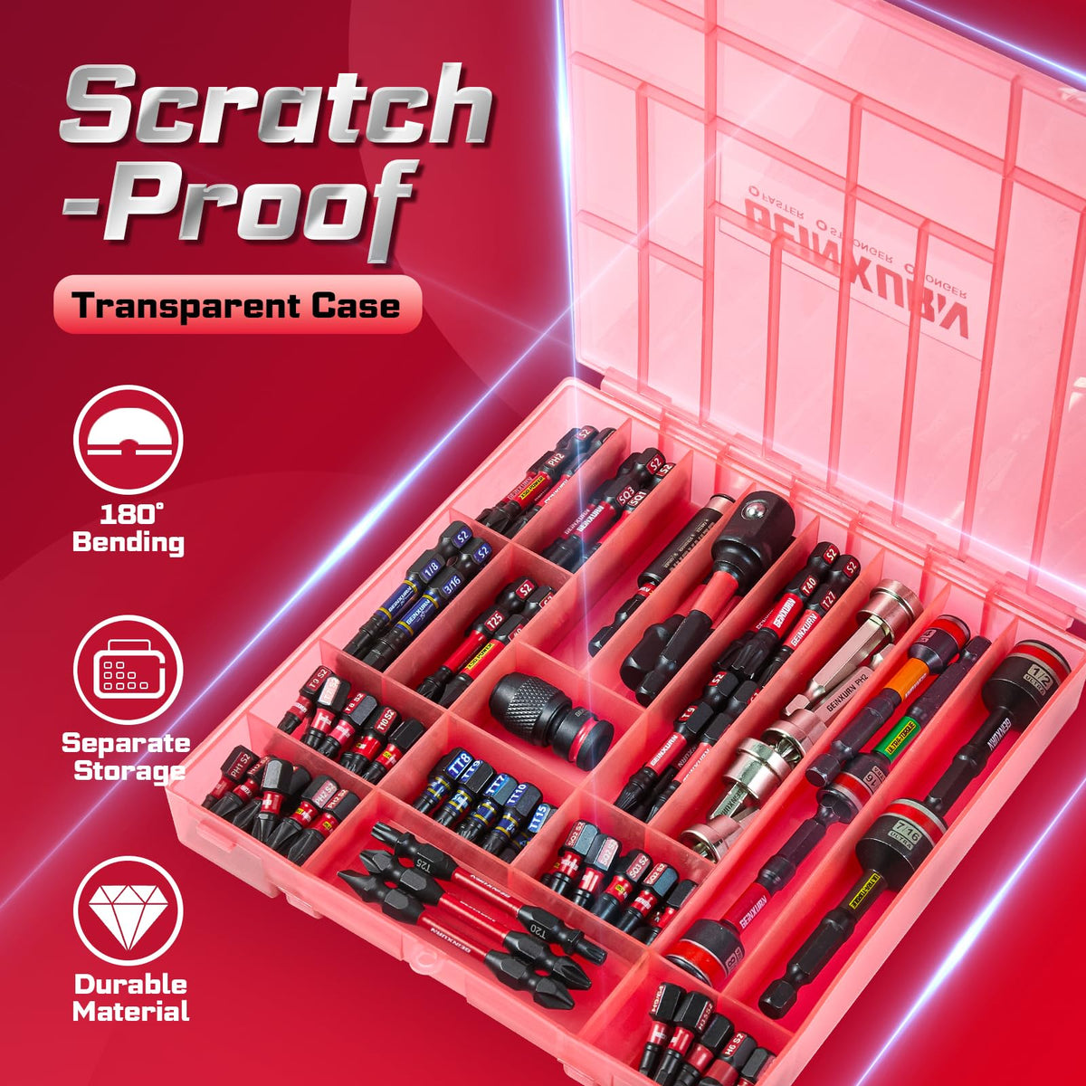 Geinxurn S2 steel bits deliver hardness and toughness for durable, long-lasting use.